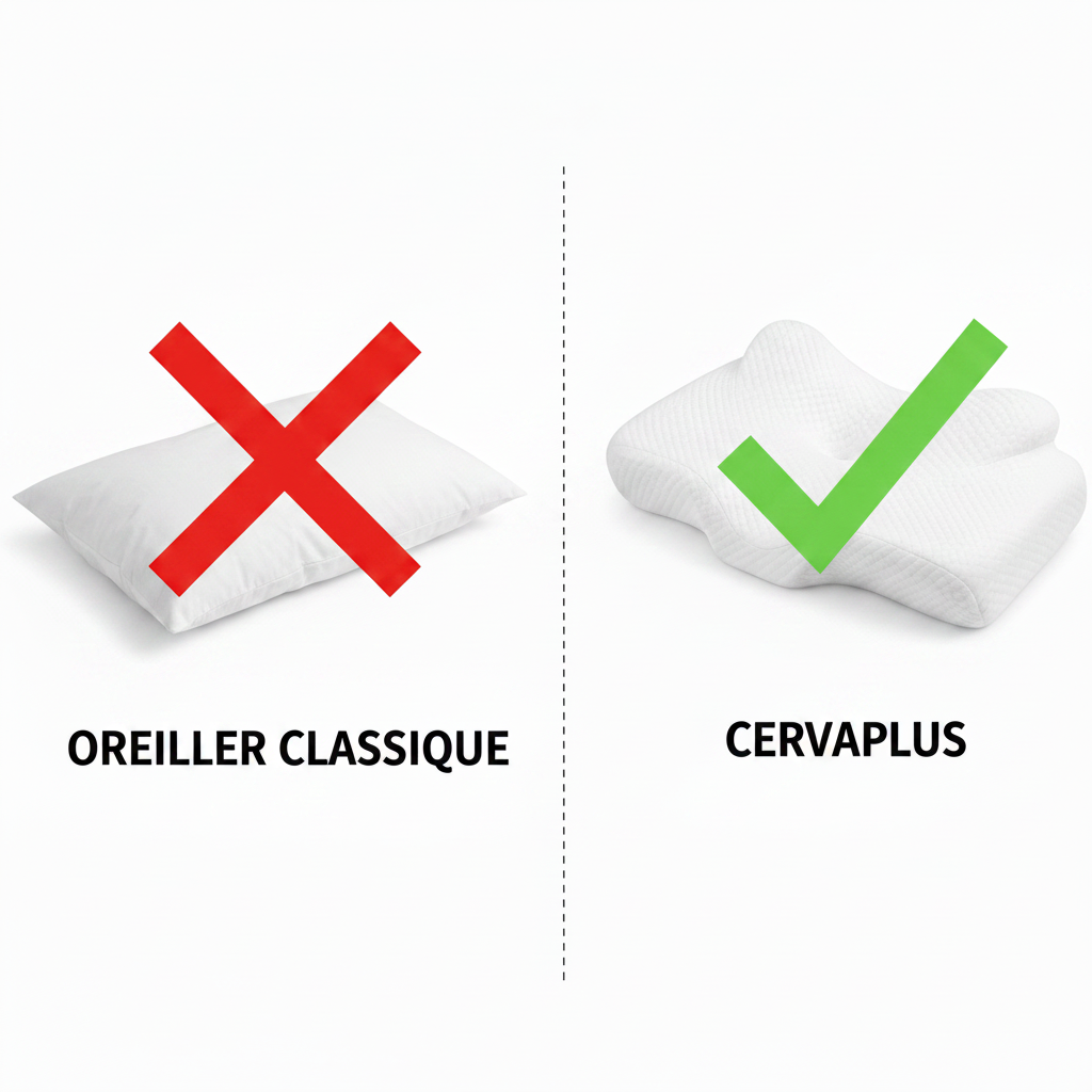 Comparaison Oreiller Classique vs CervaPlus - Carré