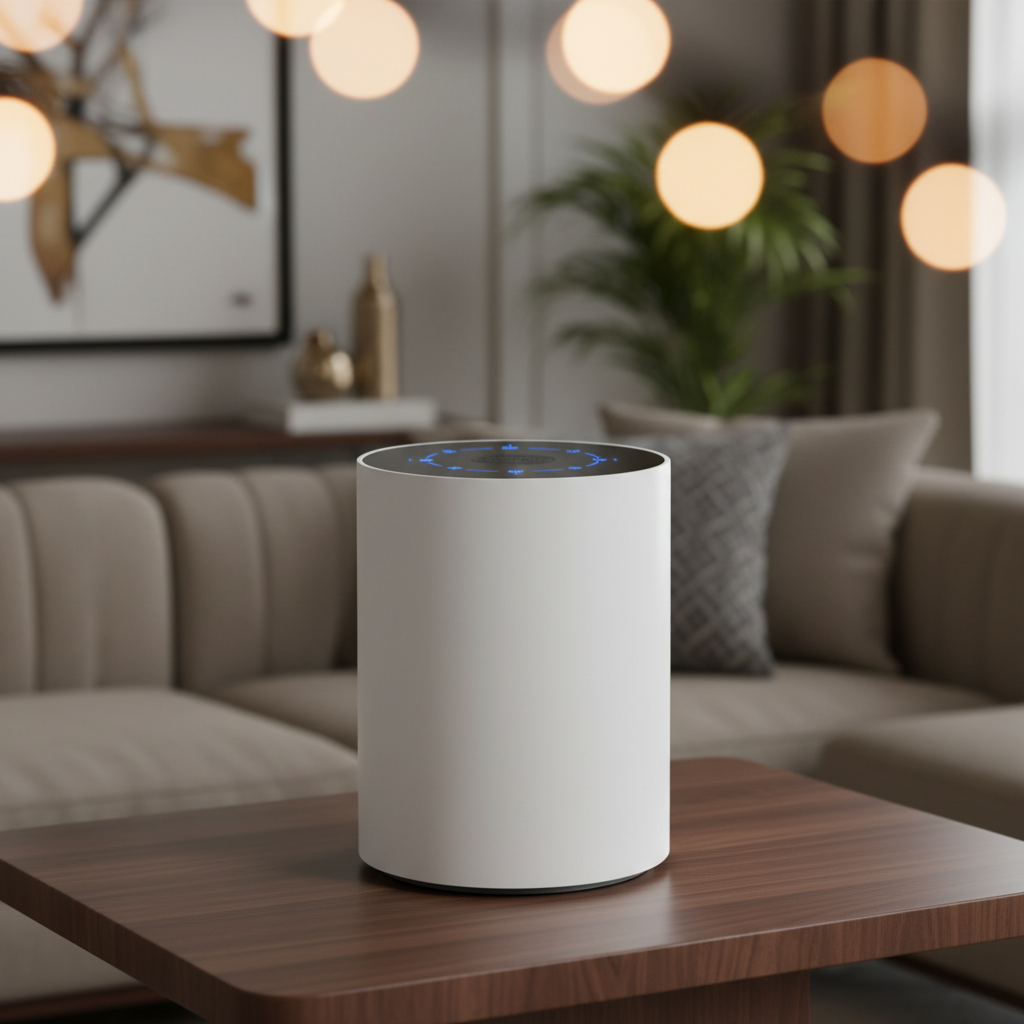 Purificateur d'air luxe sur table en bois